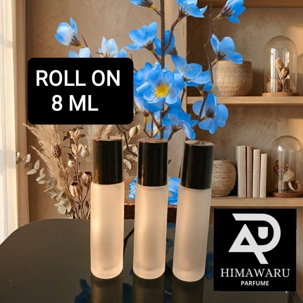 Botol Roll On 8 ML Tutup Hitam Datar & Silver Datar Botol Doff
