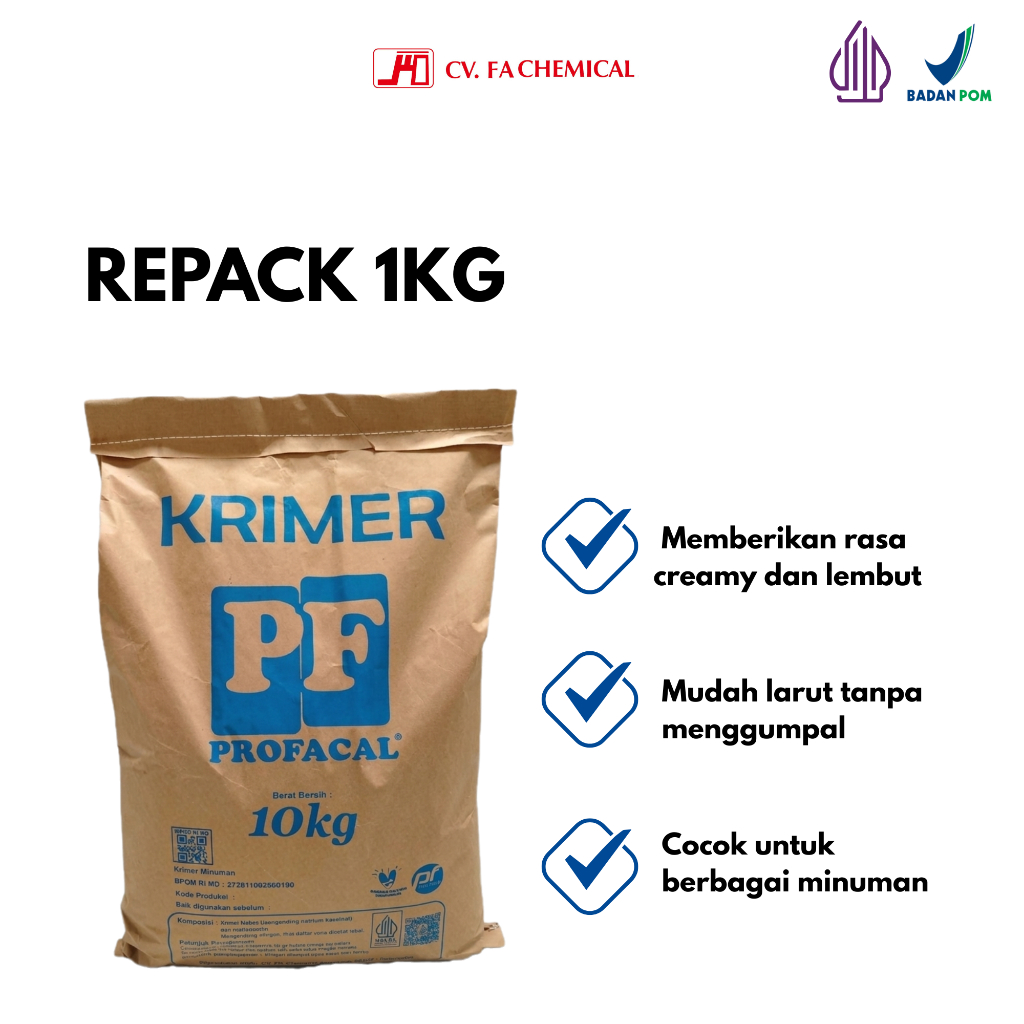 Krimer bubuk 1KG | Krimer Repack | Krimer non dairy Premium| Krimer untuk minuman kopi matcha