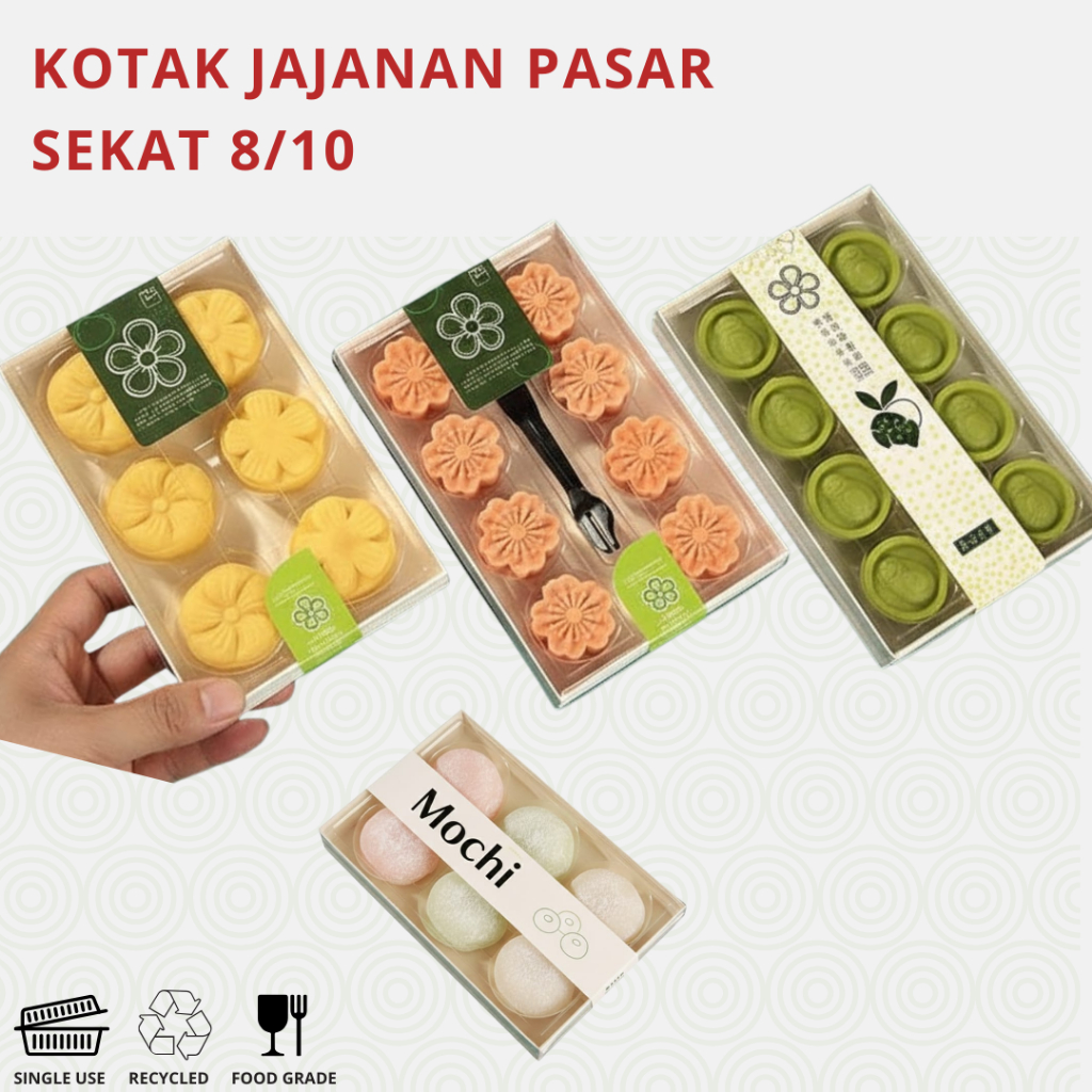 Box Kue Kotak Mochi Jajanan Pasar sekat (8/10) Transparan wood kayu Mika Kue Sekat Jajan Pasar