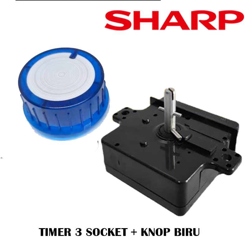 KNOP BIRU + Timer Wash 3 Socket Mesin Cuci SHARP ES-T1090 ES-971DM ORIGINAL