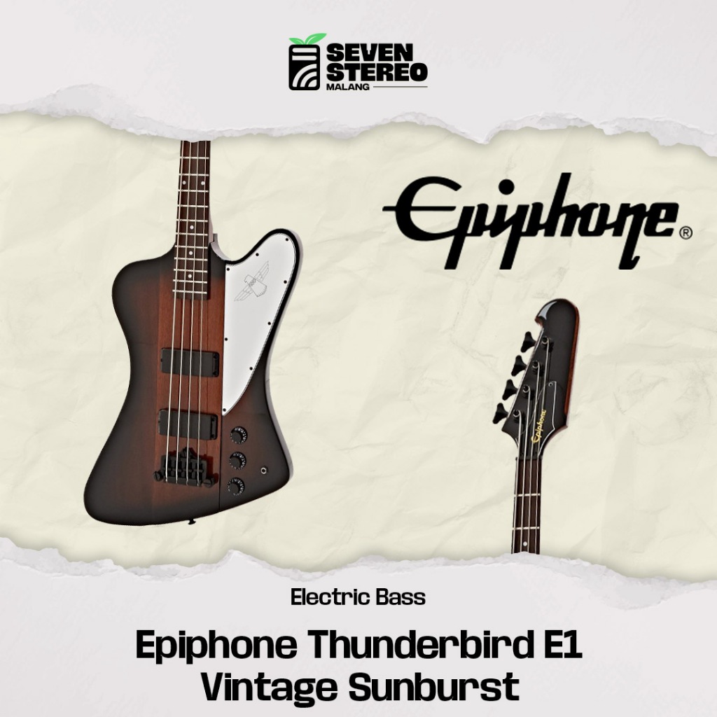 Epiphone Thunderbird E1 Bass Guitar Vintage Sunburst – Bass Elektrik 4-String Epiphone