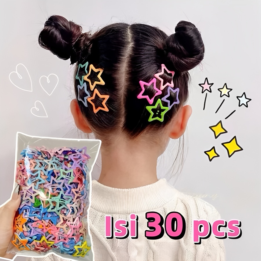 Biru Cool PAKET ISI 30PCS Jepit Rambut Bintang Anak- Anak Dan Dewasa Jepitan Bintang Korea