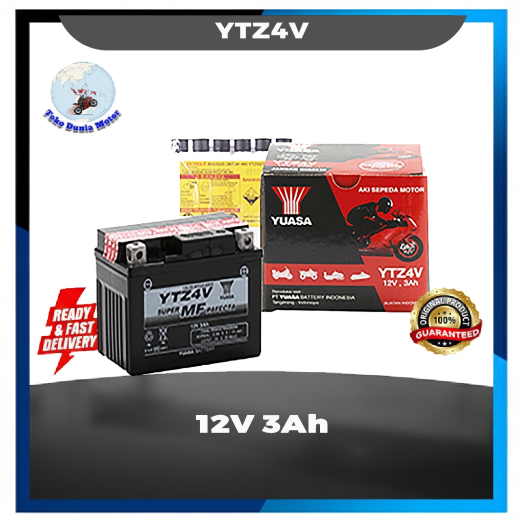 Aki Yuasa YTZ4V 12V 3Ah aki beat mio scoopy vario
