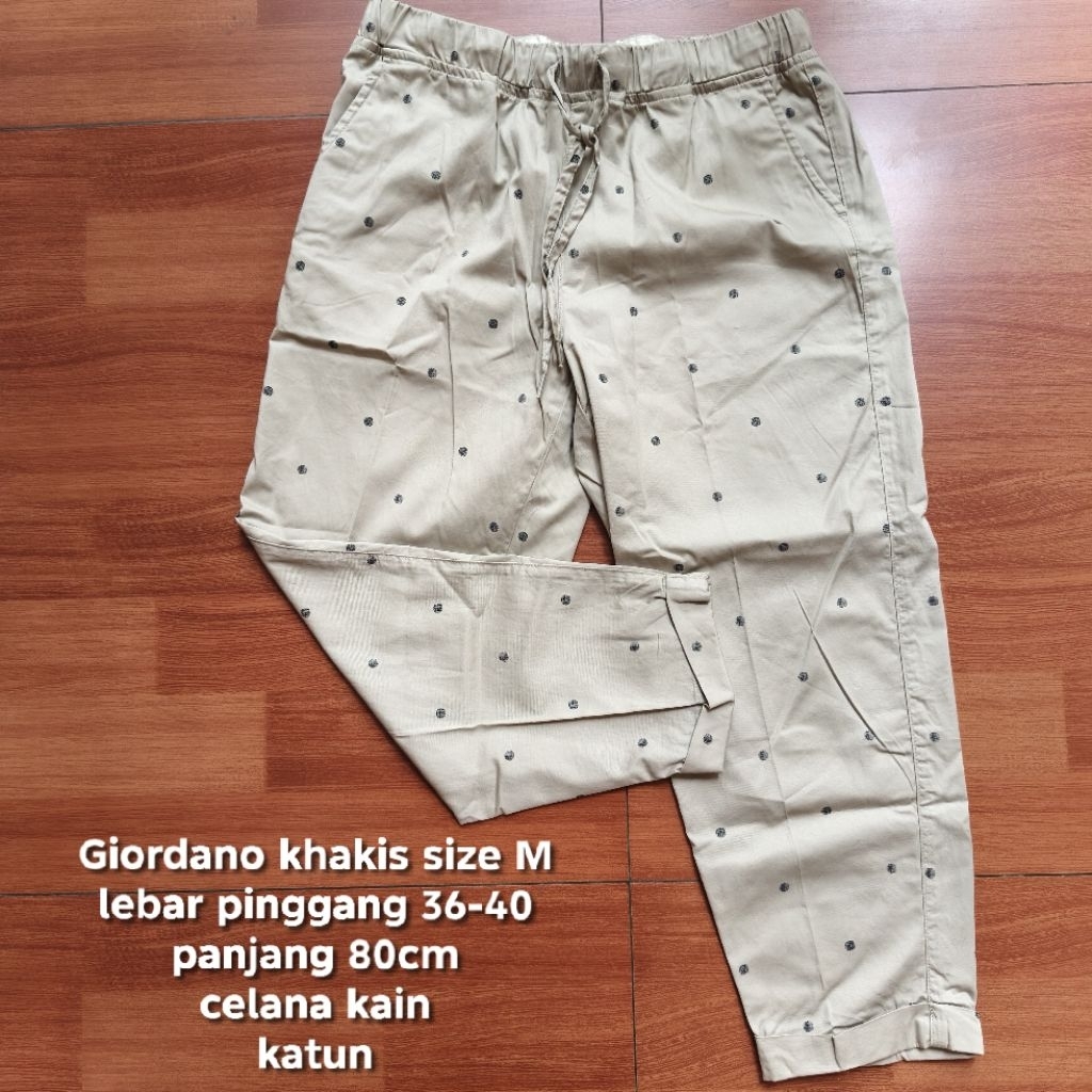 Giordano khakis celana jumpsuit wanita perempuan remaja kulot polkadot cream krem mocca masih baru m