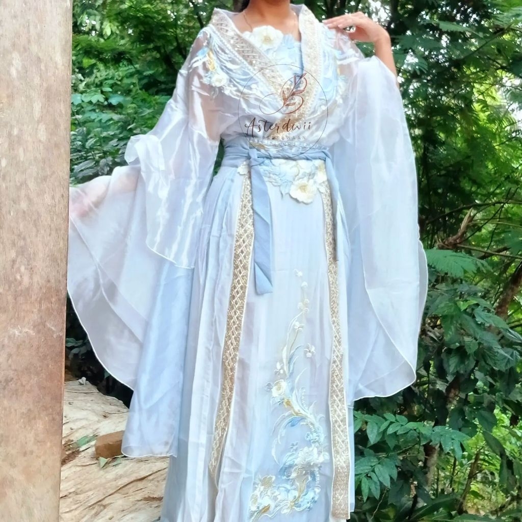 SEWA ATAU RENTAL HANFU BLUE PERMAISURI LANGIT