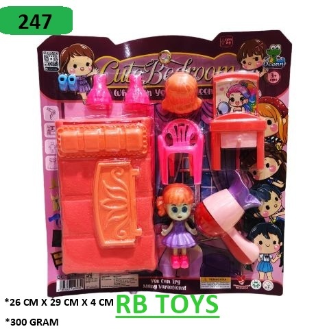 Mainan Cute Bedroom Set Anak Perempuan | Set Kamar Tidur Boneka Lucu Lengkap Aksesoris 247