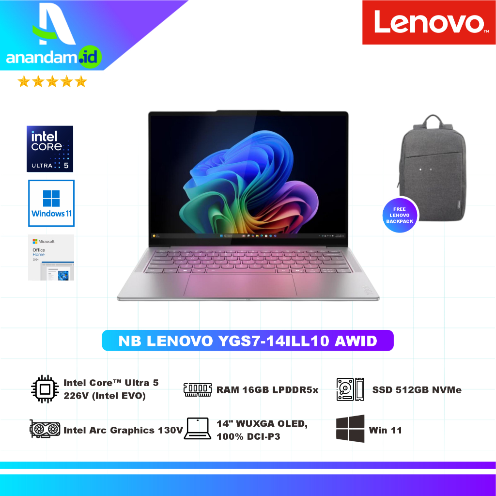 Lenovo Yoga Slim 7i 14ILL10-AWID Aura Edition – Core Ultra 5 226V | 16GB | 512GB SSD | Intel Arc 130