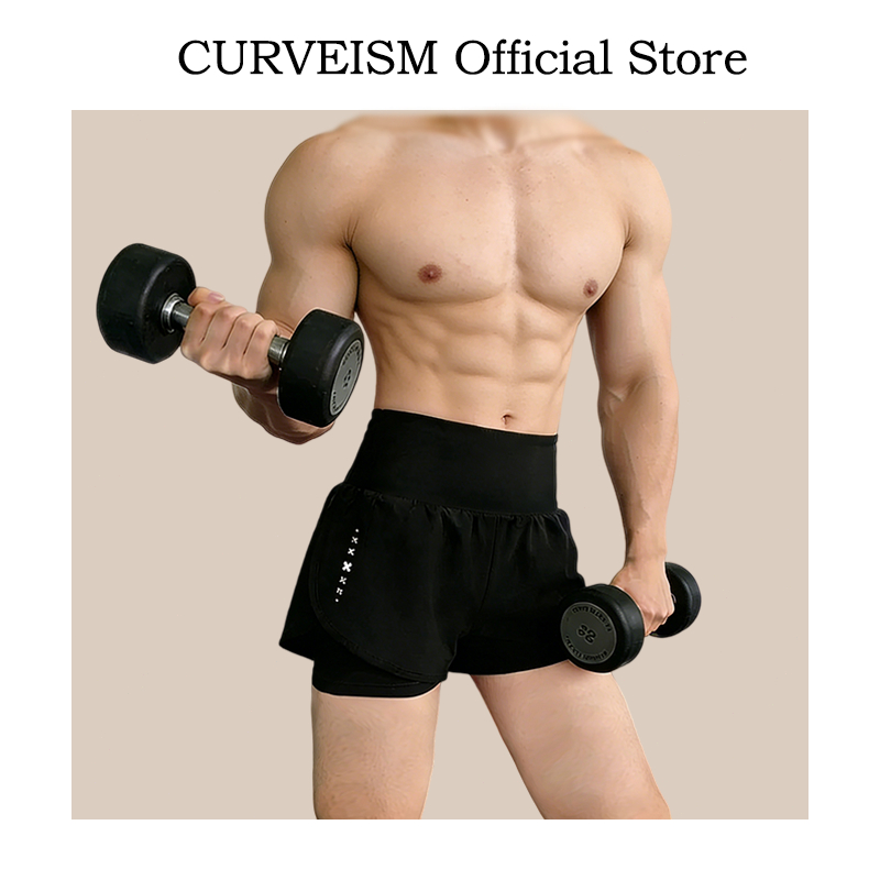 Celana Olahraga PRIA Hidden Pocket Dua Layer Celana Sport Pendek Wanita Hotpants Senam Gym Fitness Y