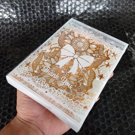 50 Pcs Souvenir Pernikahan Taplak Meja Warna Gold Cantik Kemasan Box Kotak Mika