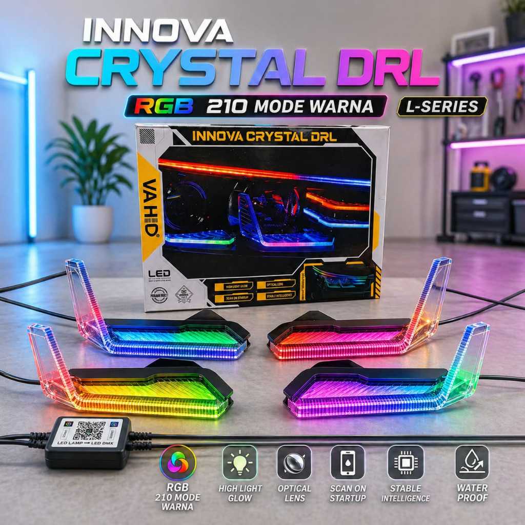 L-Series Innova Reborn | DRL CRYSTAL model L-SERIES | Accessories Hedlamp depan INNOVA | merk Vahid 