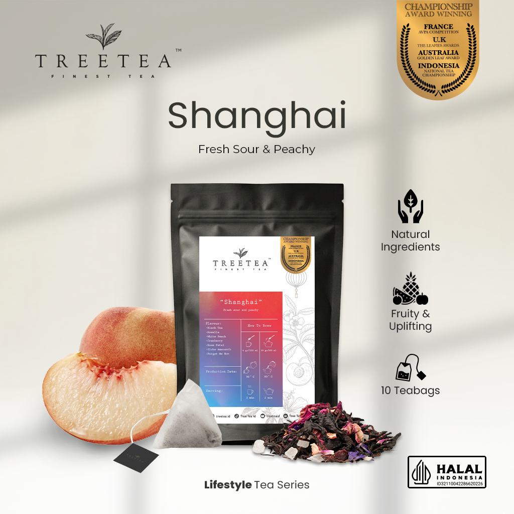 TreeTea - Shanghai Artisan Tea Premium (Tea Bags Isi 10) | Peach Flavour