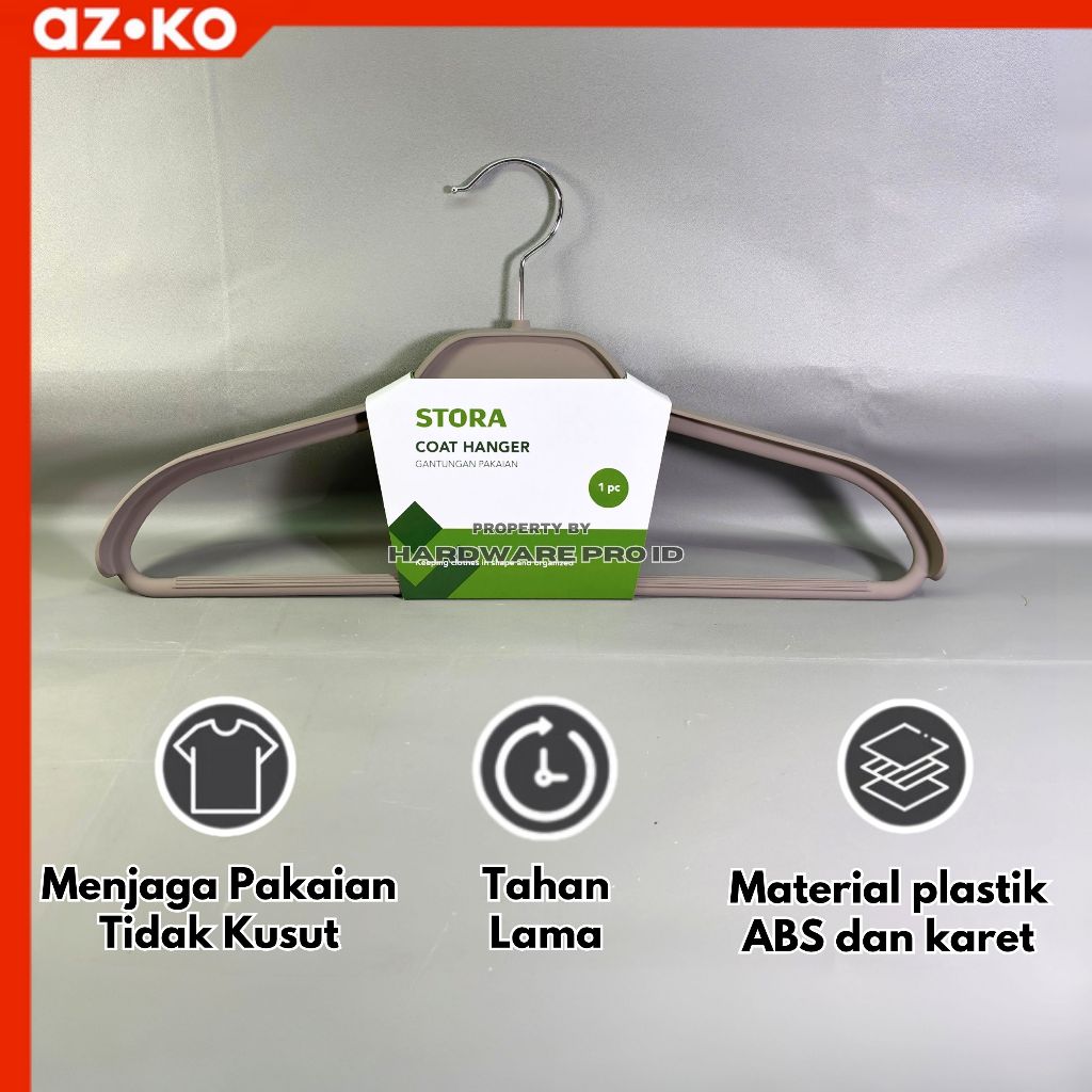 Stora 45 Cm Hanger Jaket Abs Dengan Rubber Coated - Abu-abu Henger Gantungan Baju Serbaguna Shirt Ho