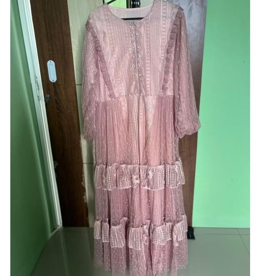PL DRESS GAMIS BRUKAT SOFT  PINK