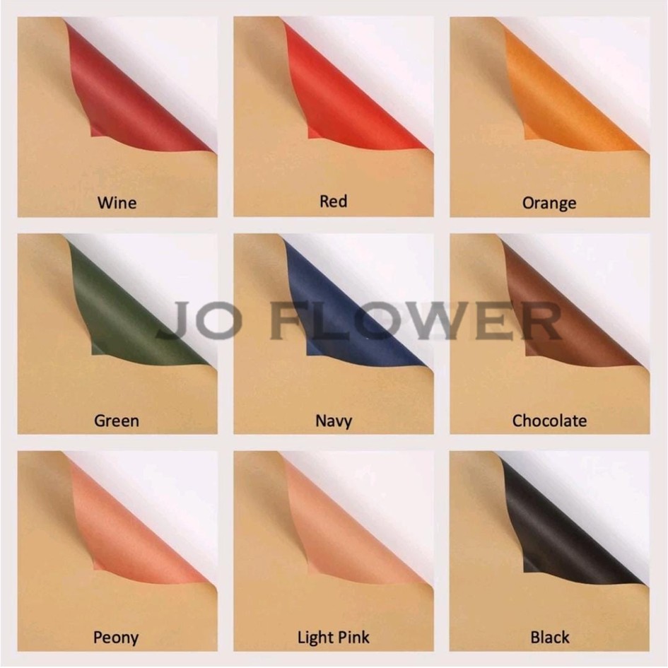 [20 LEMBAR] Flower Wrapping Paper Bi Color Karton Coklat Kertas Buket Bunga Florist  Korea Cellophan
