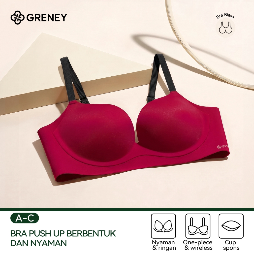 GRENEY-Gbras-Bra One Piece Warna Kombinasi Tanpa Kawat Warna Sport Push Up -89616