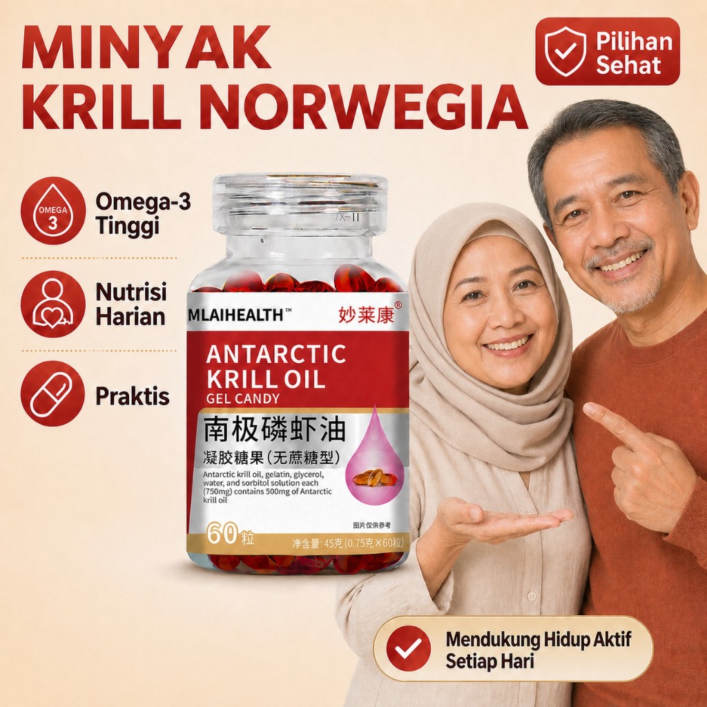 Original Import Minyak Krill Antartika/Minyak Krill Antartika (60 Kapsul) Kapsul Astaxanthin Kapsul 