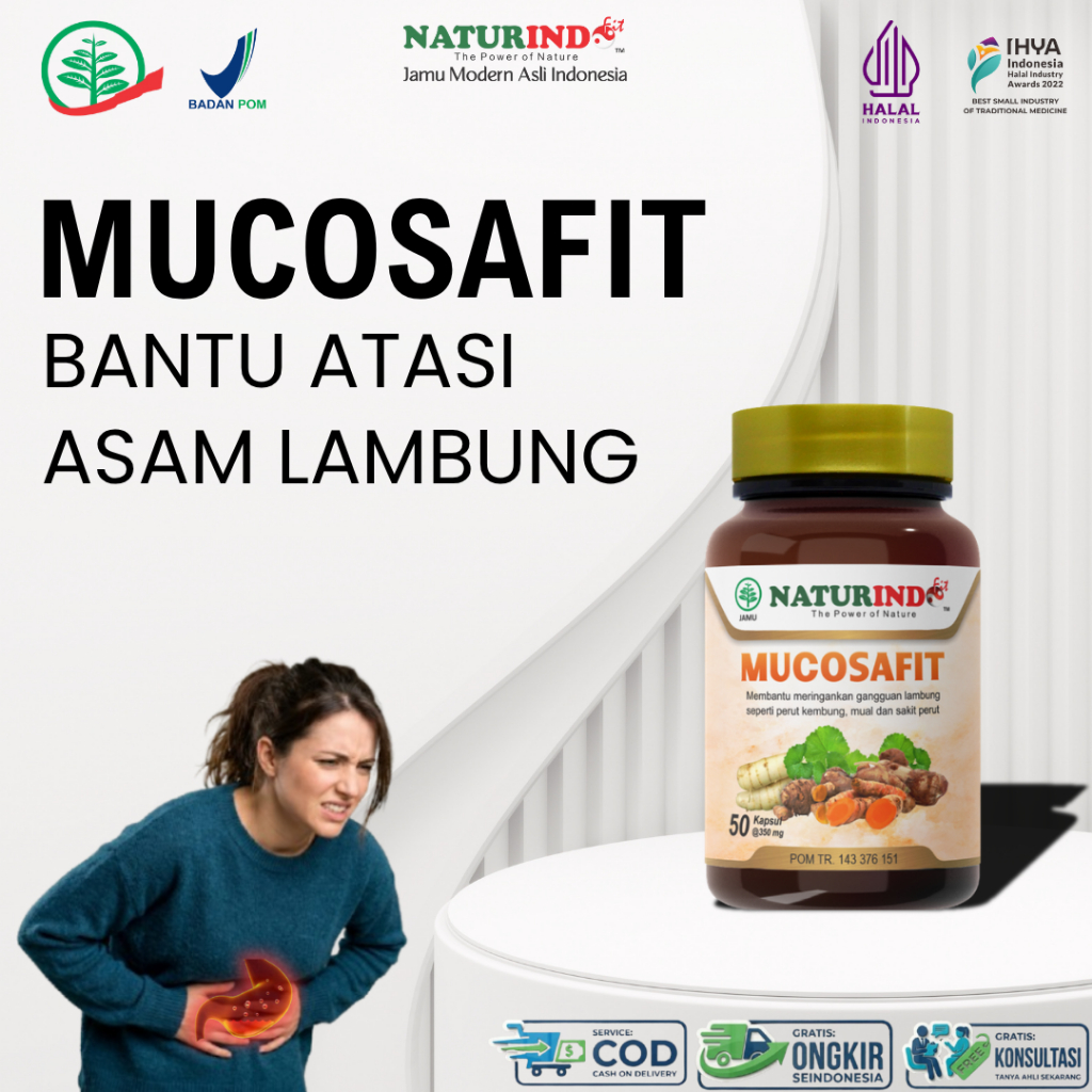 MUCOSAFIT OBAT ASAM LAMBUNG HERBAL ASAM LAMBUNG MAAG GERD HERBAL NATURINDO