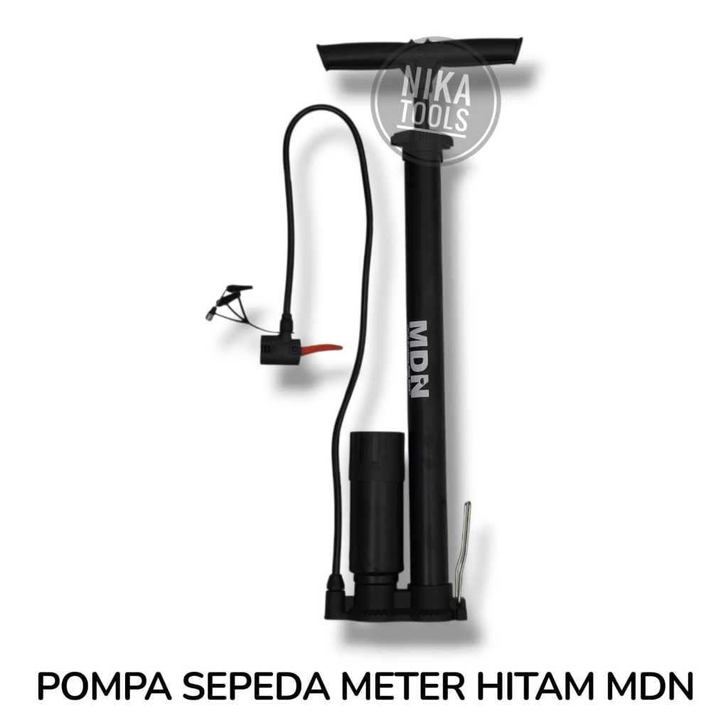 Pompa Ban Motor Sepeda Tabung Meteran HITAM Tabung Besi MDN