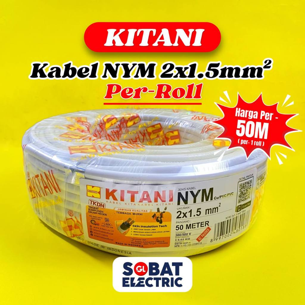 Kitani Kabel NYM Roll - Kabel Kawat Tembaga Per-Roll (2x1.5, 2x2.5, 3x1.5, 3x2.5)