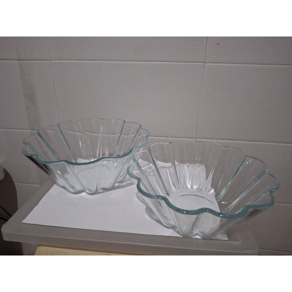 Pyrex Jello Mold, mangkok kaca cetakan puding, 2pcs