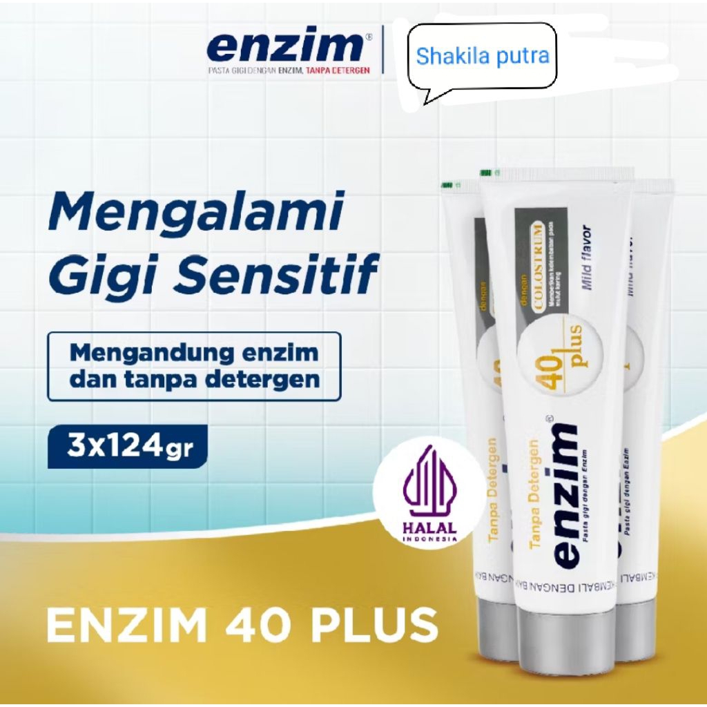 Pasta gigi enzim 40 plus 124gr.mengalami gigi sensitif(dapat 3pcs)