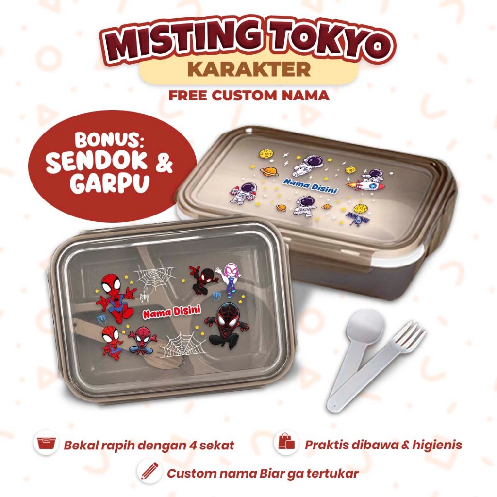 Misting Tokyo - Bento Custom - Misting 4 Sekat Ukuran Besar