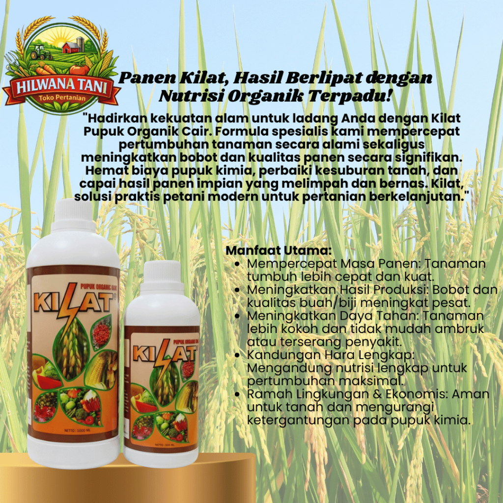 Pupuk Organik Cair KILAT 1 Liter & 500ml - Nutrisi Booster Padi Jagung Buah & Sawit Original