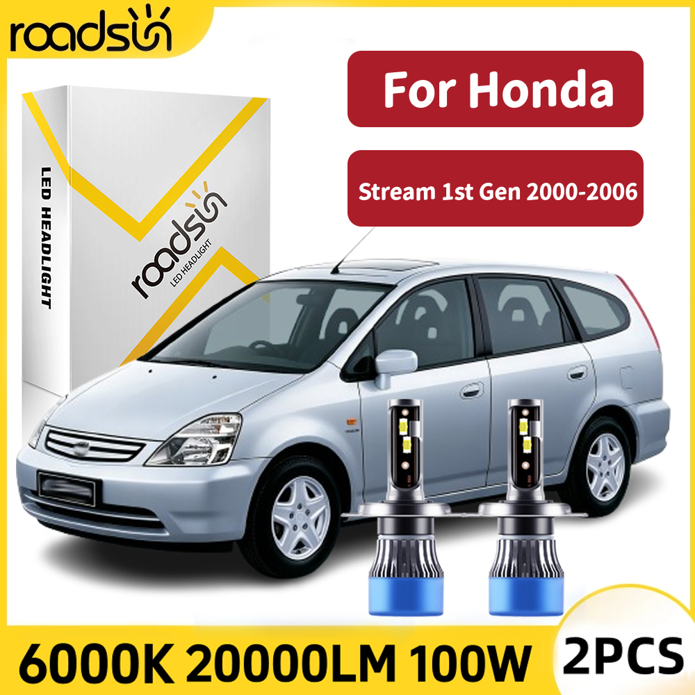Cocok untuk Honda Stream 1st Gen 2000-2006 Super Terang Led Lampu Depan Mobil Bohlam Hi/Lo Beam 100W