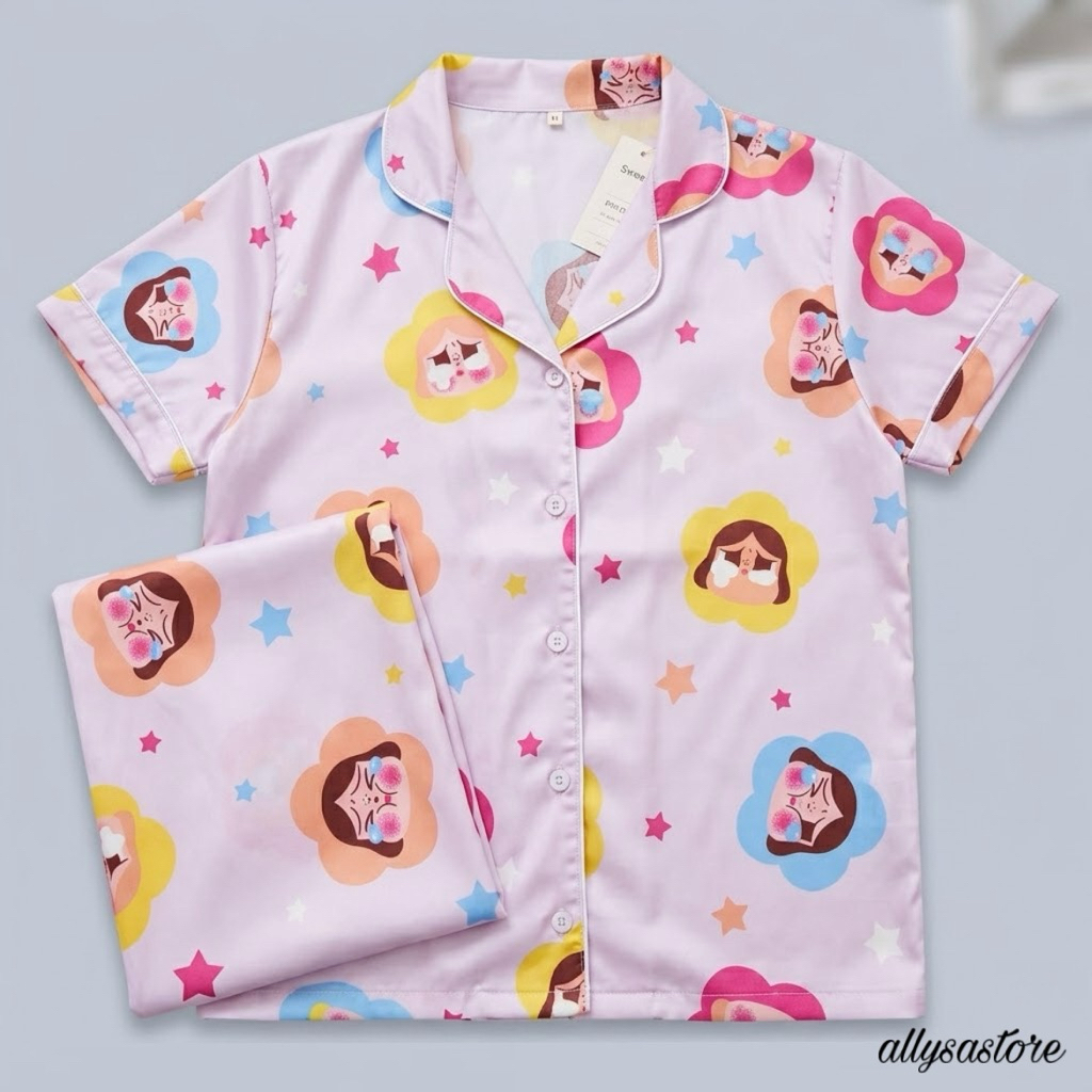 PIYAMA TIDUR/ SLEEPWEAR ( Lengan Pendek & Celana Panjang) ALLSIZE