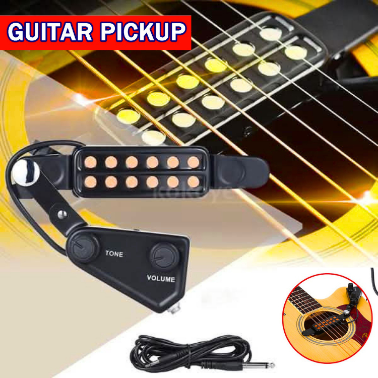 JAKMAL TaffSTUDIO Spul Pickup Gitar Akustik Listrik Microphone 12 Hole Tone Volume Control P 011