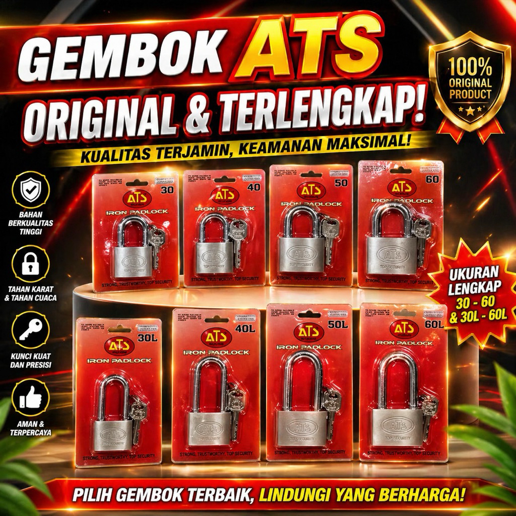ATS Gembok Pagar 30 40 50 60 70 Panjang Pendek Padlock Leher Pendek Panjang 30 40 50 60 70 MM