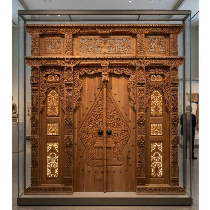 Pintu Gebyok Klasik Modern | Gebyok Ukir Jepara | Pintu Motif Kelir Wayang | Pintu Ukiran Wayang