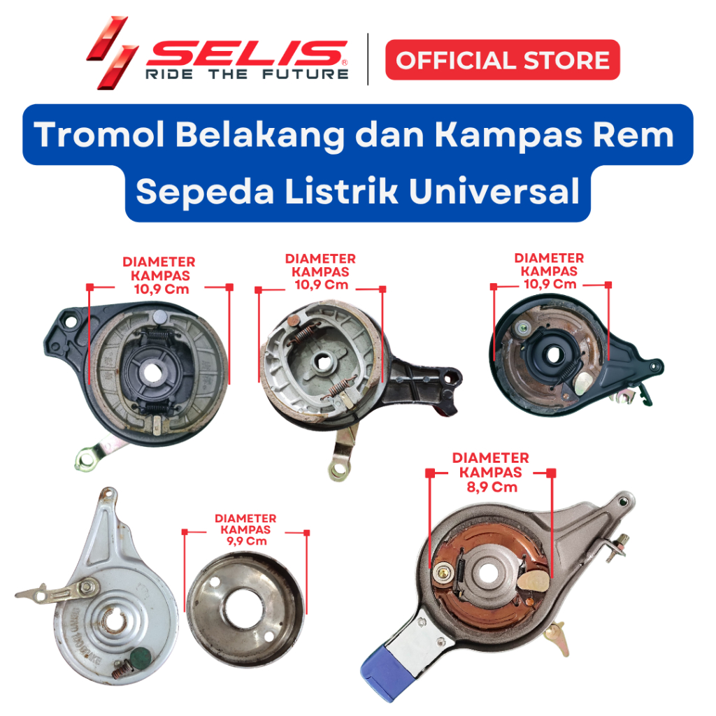 SELIS - Kampas Rem Tromol Belakang Sepeda Motor Listrik Universal (  Rear Drum brake  )