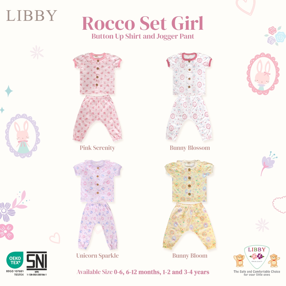Libby Rocco Set Girl | Baju Bayi Perempuan | Libby Setelan Anak Perempuan Celana Joger