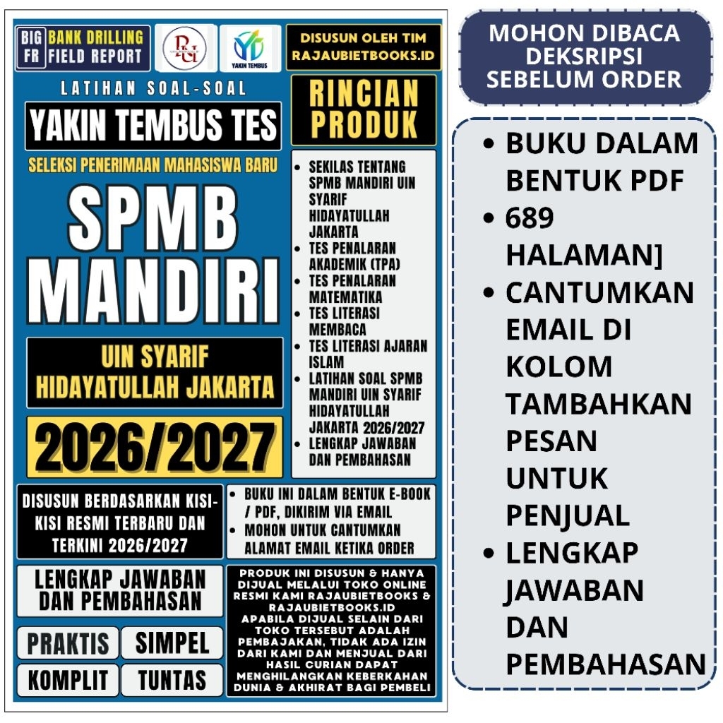 BUKU YAKIN TEMBUS TES SPMB MANDIRI UIN JAKARTA 2026 - SPBM MANDIRI UIN SYARIF HIDAYATULLAH JAKARTA 2