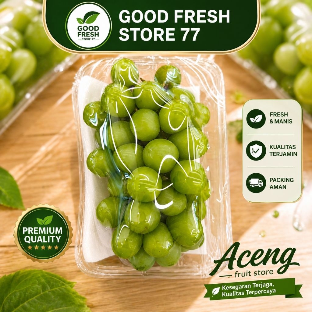Buah anggur green Muscat anggur hijau shine Muscat manis super jumbo pack -+1,2 kg