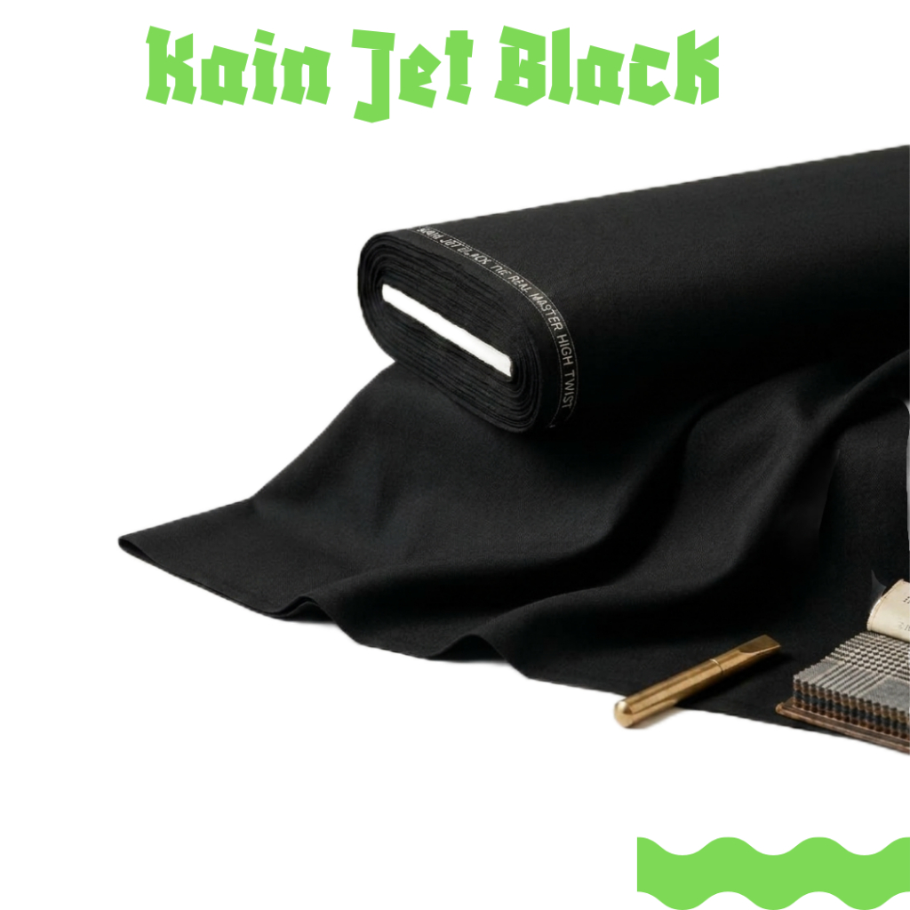 Bahan Kain JET BLACK bahan jas celana PREMIUM