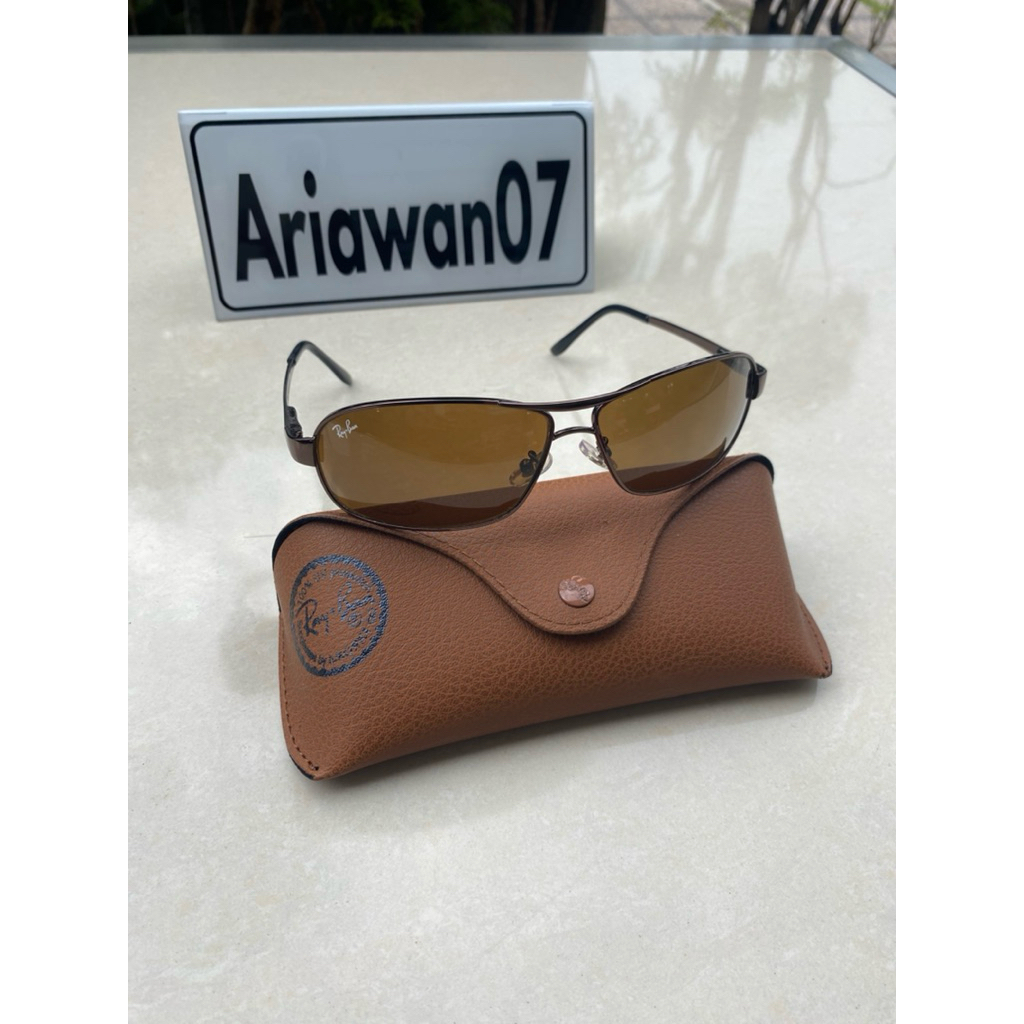 kacamata ray-ban rb 3343 full brown sz 63