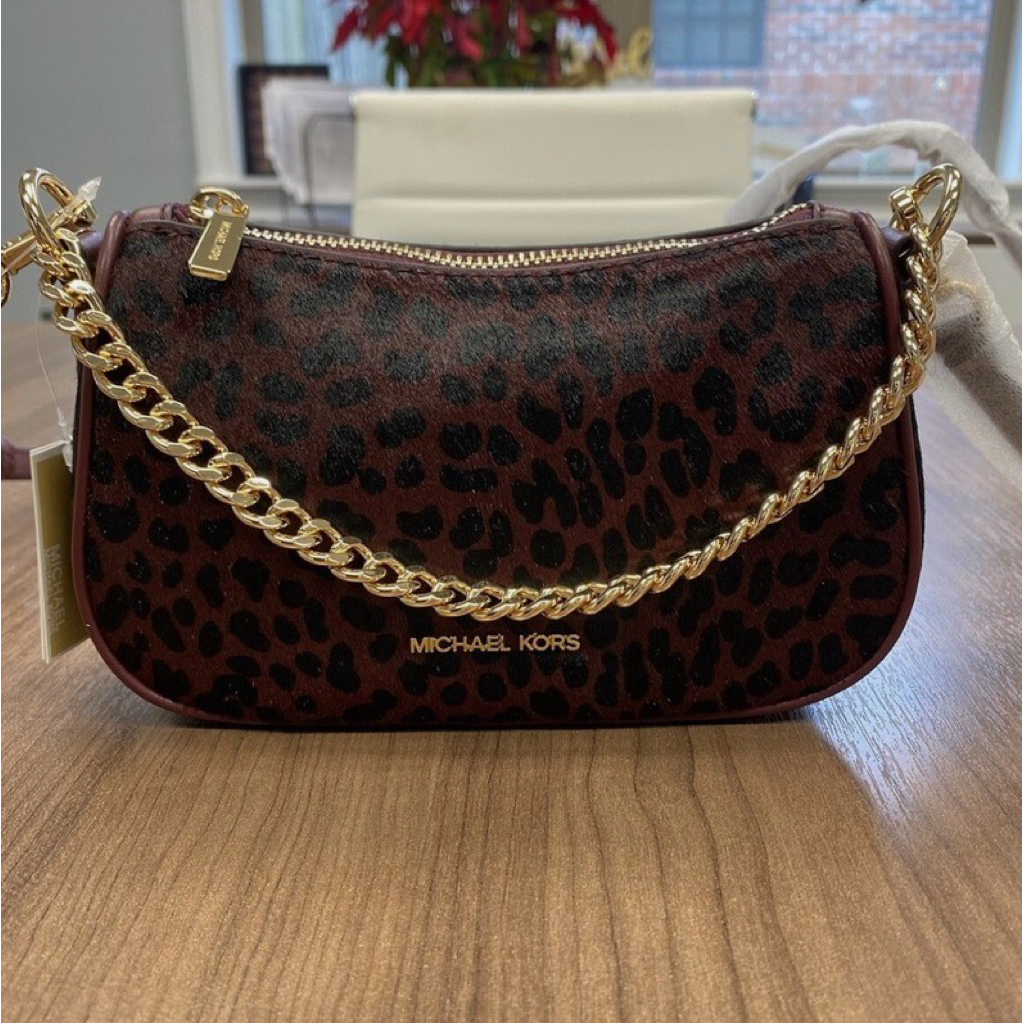 MK Carmela Small Zip Pouchette Crossbody in Oxblood Multi