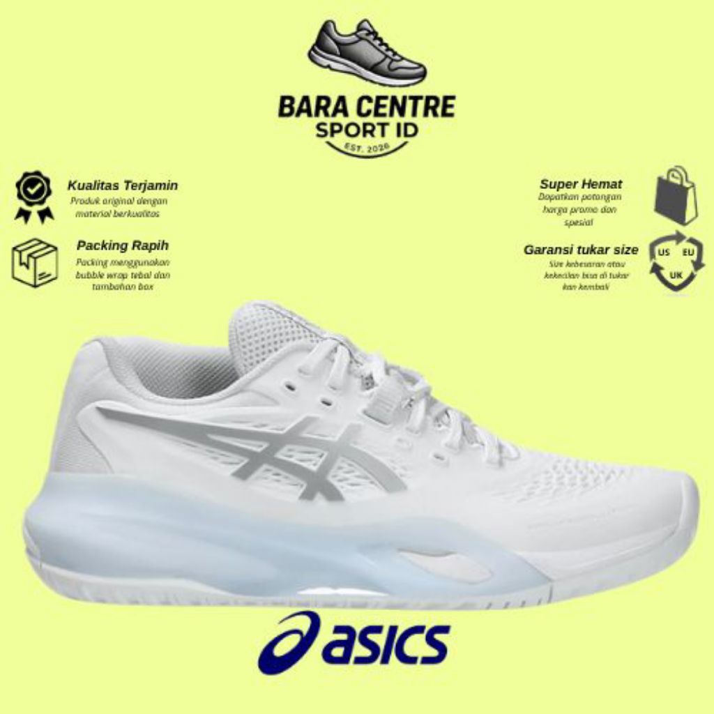 Asics Sepatu Padel Or Tenis Gel-Resolution X Clay Wide White Silver (All Court)