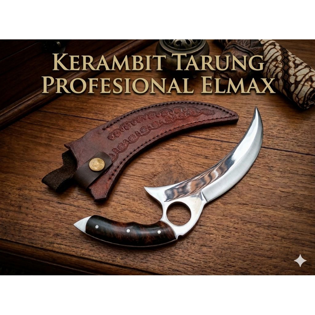 Kerambit Tarung Profesional Elmax Fulltang tajam dua sisi / Kerambit Premium kelas petarung