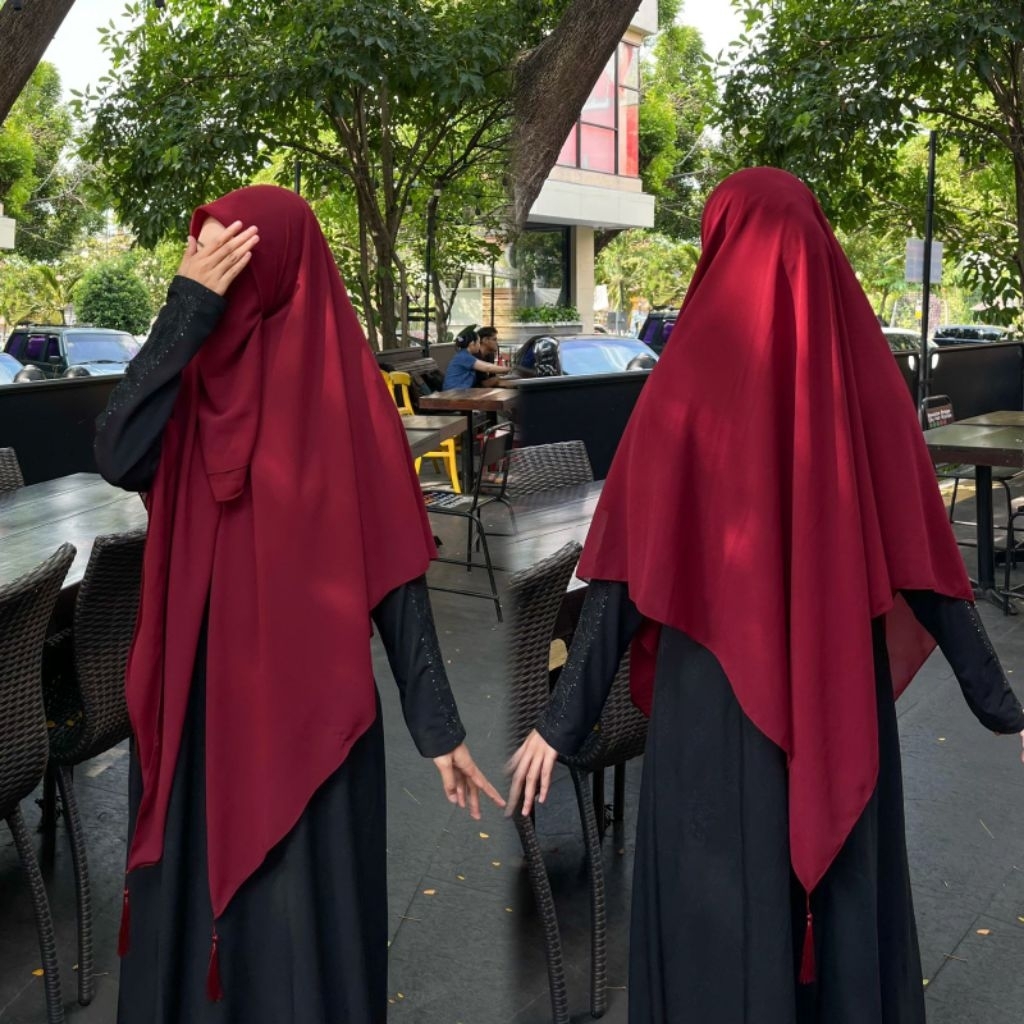 Hijab Segi Empat Tasel instan resleting free cadar tali