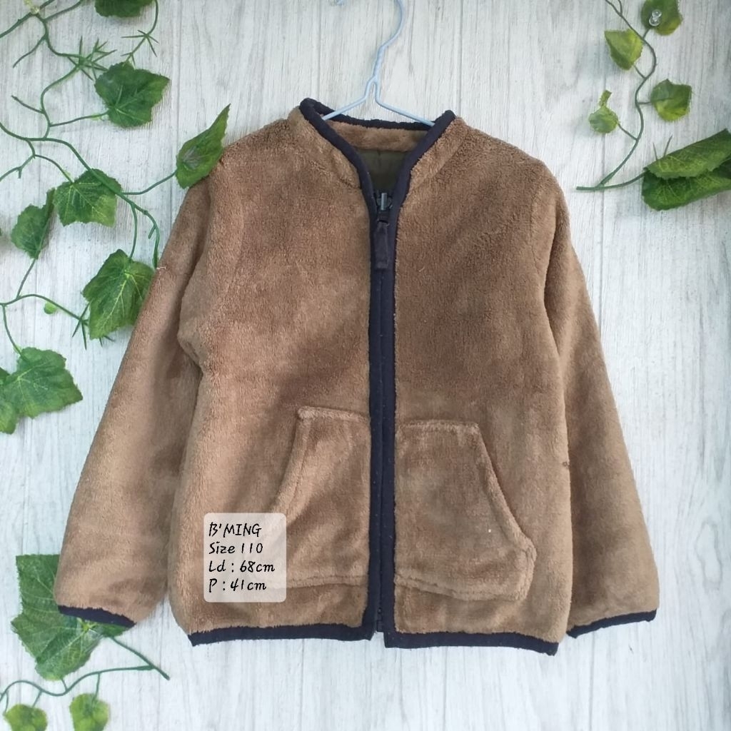 jaket anak brand uniqlo, disney, full bulu, sherpa, babyterry, denim