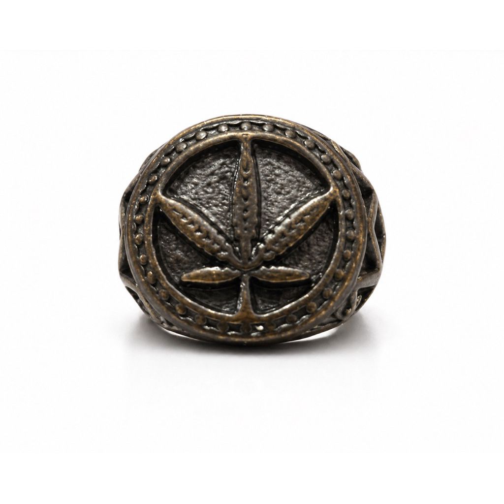 Cincin Pria Vintage Motif Daun