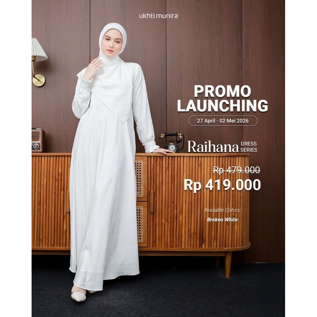 Gamis RAIHANA | Gamis Baghdad Jacquard | Gamis Umroh | Gamis Putih Terbaru by UKHTI MUNIRA [ORIGINAL
