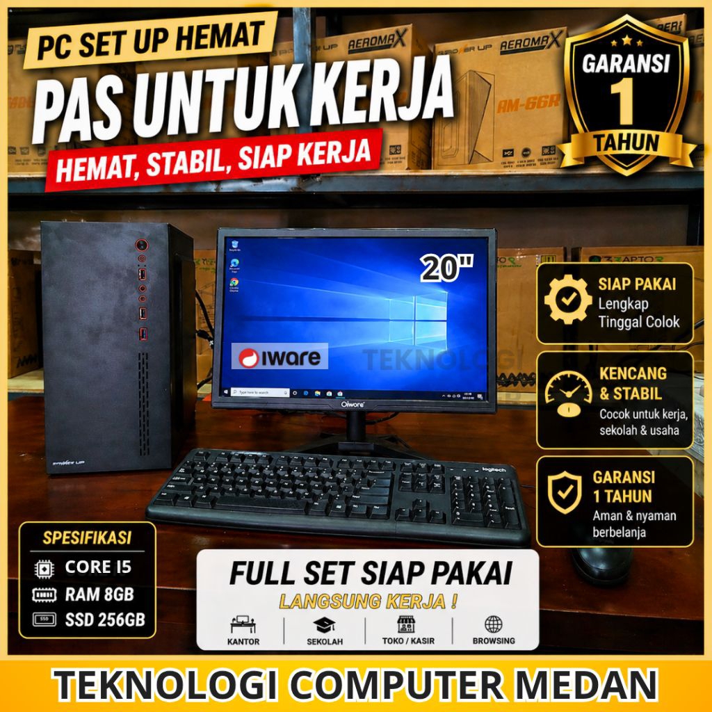 Core i5 | Full Set 20" | Komputer Kantor Admin Sekolah | CPU PC Rakitan