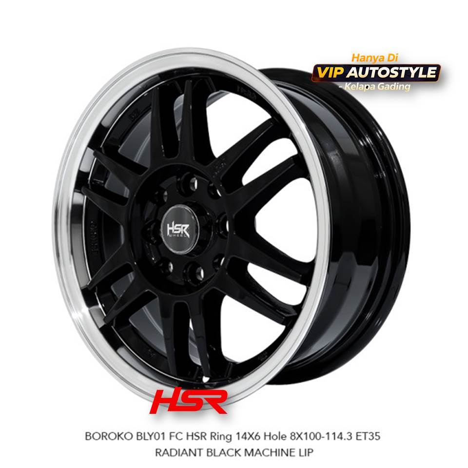Velg R14 Agya Ayla Calya Sigra Xenia Ring 14 HSR BOROKO BLY01 Lubang 4 Bisa Tuker Tambah - HSR Ori