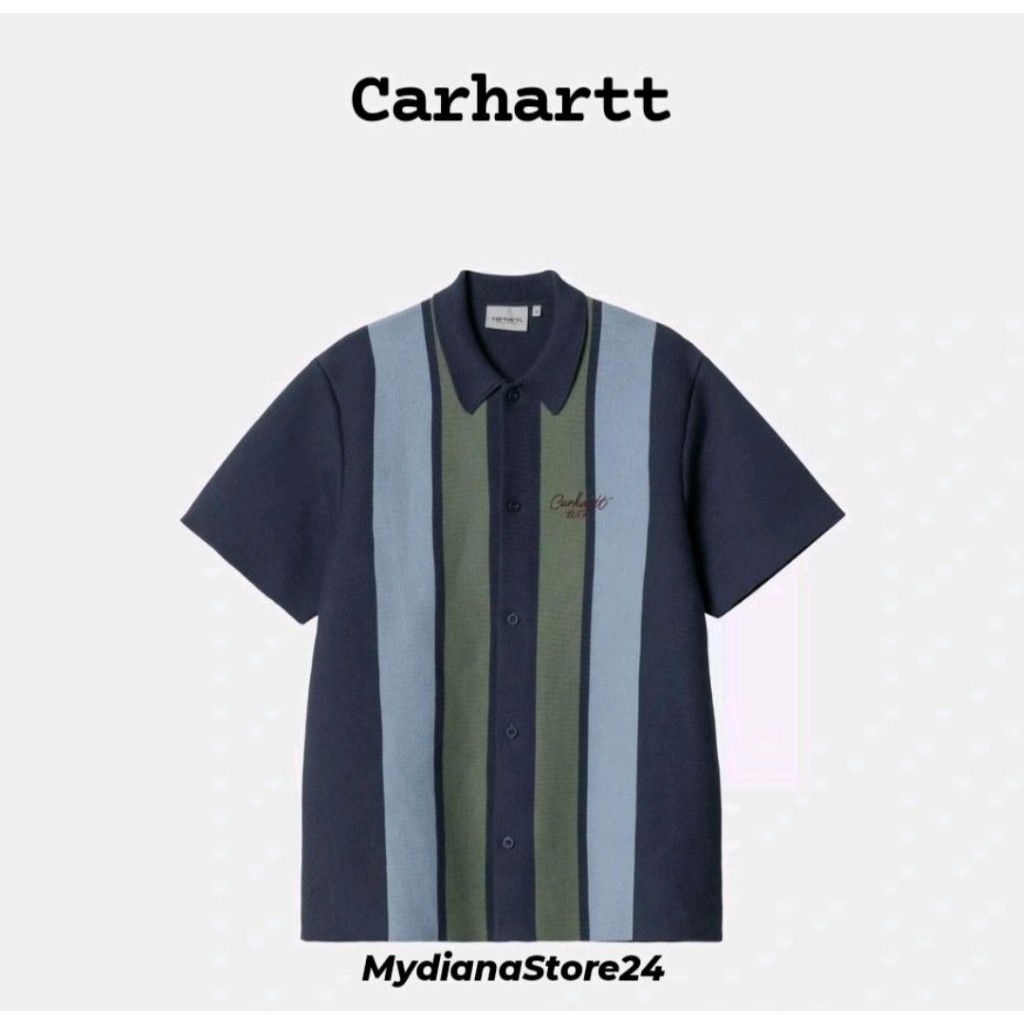 CARHARTT - CARHARTT WIP S/S MEMORY KNIT SHIRT - PERCY STRIPE/INK