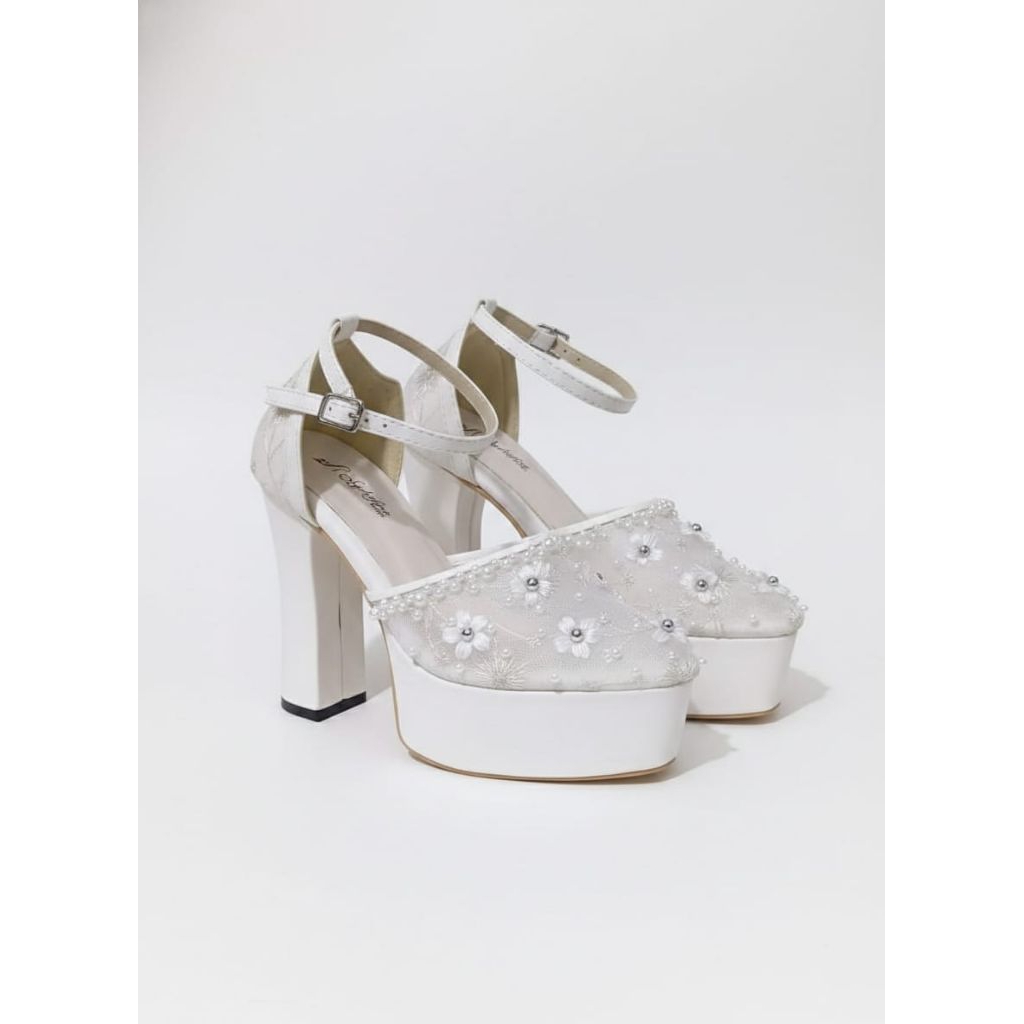 Arzeta Wedding shoes Sepatu pesta pengantin Hak Tahu Heels 12 cm Putih
