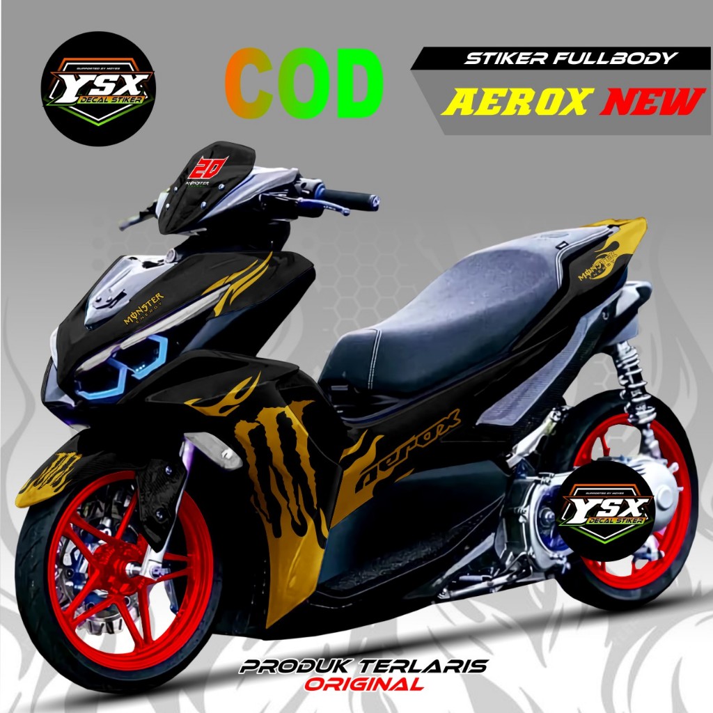 Decal New Aerox 155 Connected 2021 Stiker Fullbody Model DesainMonster Fire